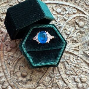 Elegant ring with blue CZ stone size 9